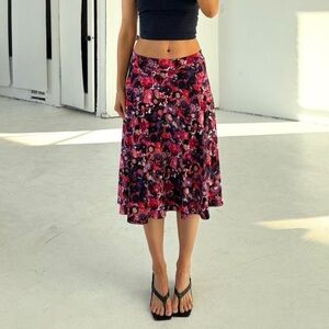 Y2K Pink & Purple Floral Midi Skirt